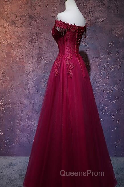 Beautiful Wine Red Tulle Sweetheart Long Evening Prom Dress, A-Line Party Dress Secondary image
