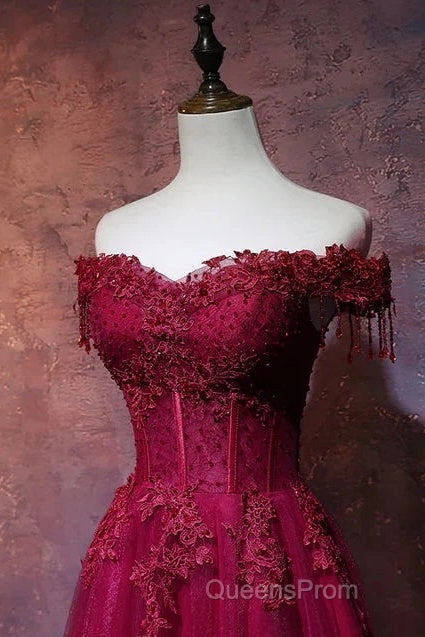 Beautiful Wine Red Tulle Sweetheart Long Evening Prom Dress A-Line Party Dress Elegant Evening Dress