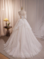 Beige A-line Tulle Beading Long Evening Prom Dress, Beige Evening Dress