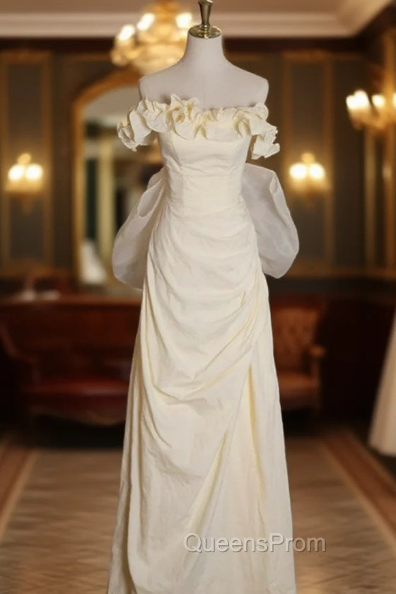 Beige Yellow Strapless Wedding Dress