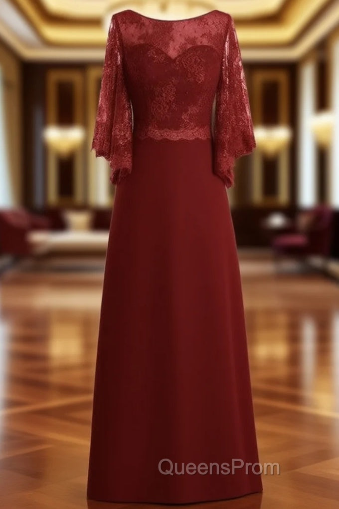 Best Floor-Length Scoop Neck Lace Chiffon Mother of the Bride Dress Main image