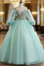 Best For You Light Green Ball Gown Tulle Off the Shoulder Long Sleeve Quinceanera Dress
