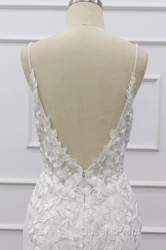 Best Spaghetti Strap Appliques Mermaid Wedding Dress