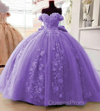 Big Bow Floral Flower Lace Applique Off Shoulder Ball Gown Quinceanera Dress
