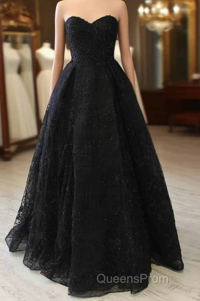 Black A Line Evening Prom Dress Beaded Formal Evening Gown H4038 Main image