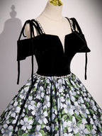 Black A-Line Satin Long Evening Prom Dress, Black Long Evening Dress