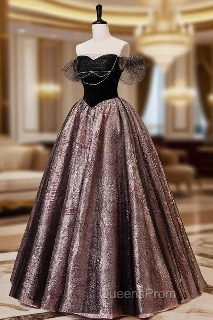 Black A-Line Satin Tulle Long Evening Prom Dress, Black Evening Black Evening Dress Main image