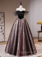 Black A-Line Satin Tulle Long Evening Prom Dress, Black Evening Black Evening Dress