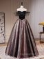 Black A-Line Satin Tulle Long Evening Prom Dress, Black Evening Black Evening Dress
