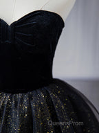 Black A-Line Tulle Shiny Tulle Long Evening Prom Dress, Black Tulle Formal Dress