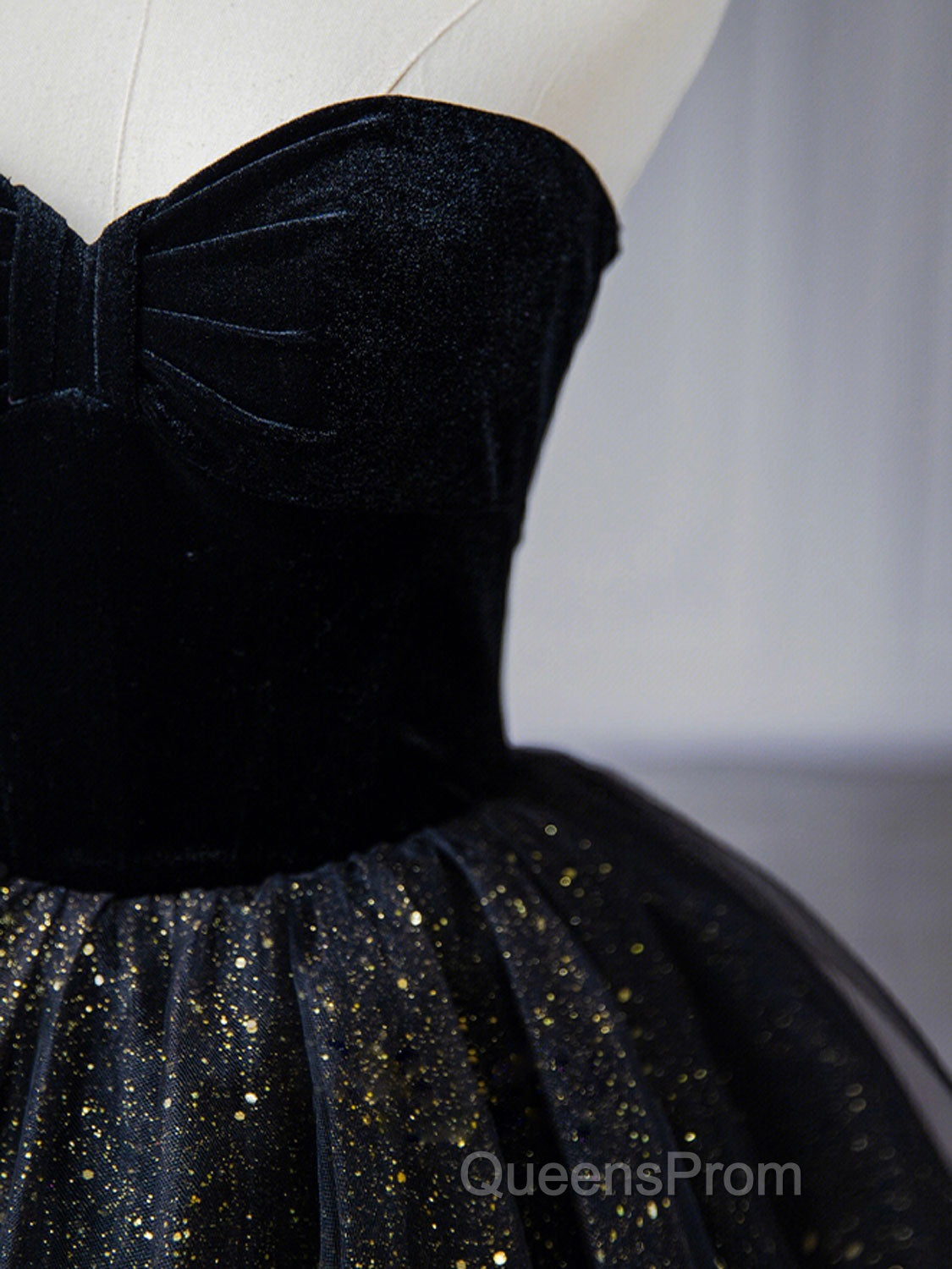 Black A-Line Tulle Shiny Tulle Long Evening Prom Dress, Black Tulle Formal Dress