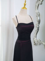 Black And Burgundy Scoop Straps Lace-Up Long Party Dress, Simple Long Classy Prom Dress
