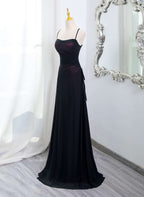 Black And Burgundy Scoop Straps Lace-Up Long Party Dress, Simple Long Classy Prom Dress