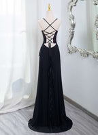 Black And Burgundy Scoop Straps Lace-Up Long Party Dress, Simple Long Classy Prom Dress