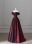 Black And Red Long Party Dress, Off Shoulder Tulle A-Line Classy Prom Dress