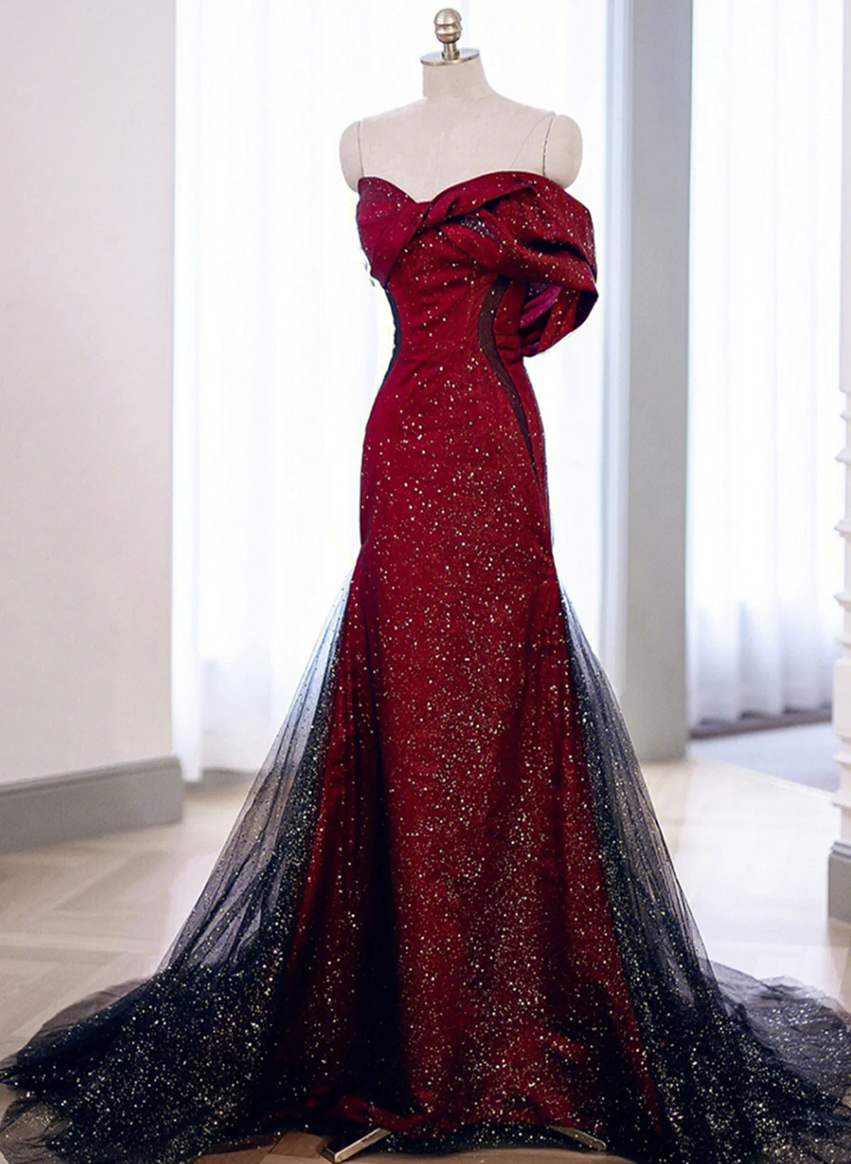 Black And Red Long Party Dress Classy Prom Dress, Sweetheart Satin Classy Evening Dress Classy Dress
