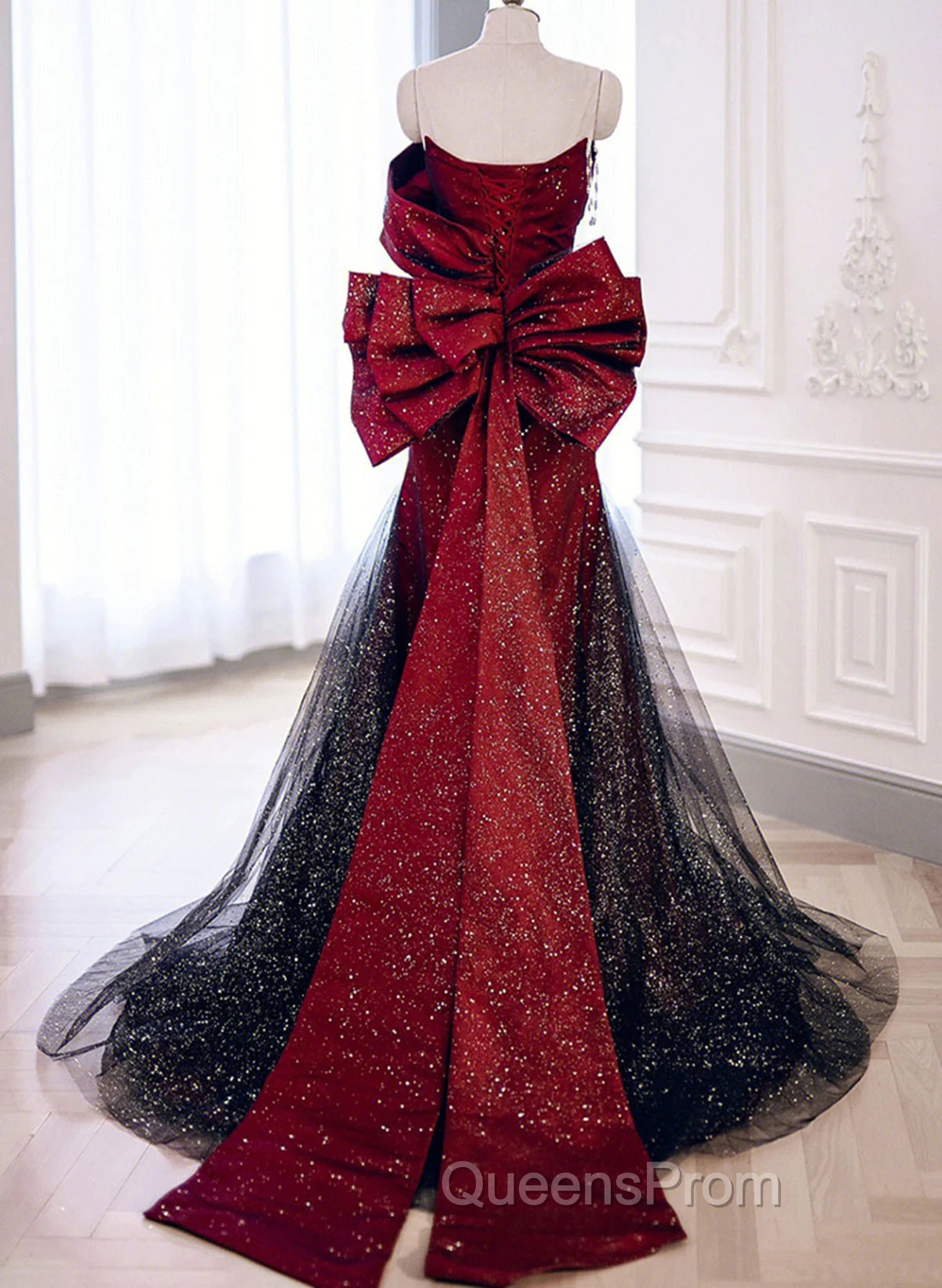 Black And Red Long Party Dress Evening Prom Dress, Sweetheart Satin Evening Dress Evening Dress