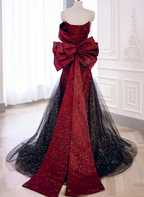 Black And Red Long Party Dress Classy Prom Dress, Sweetheart Satin Classy Evening Dress Classy Dress
