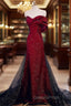 Black And Red Long Party Dress Evening Prom Dress, Sweetheart Satin Evening Dress Evening Dress