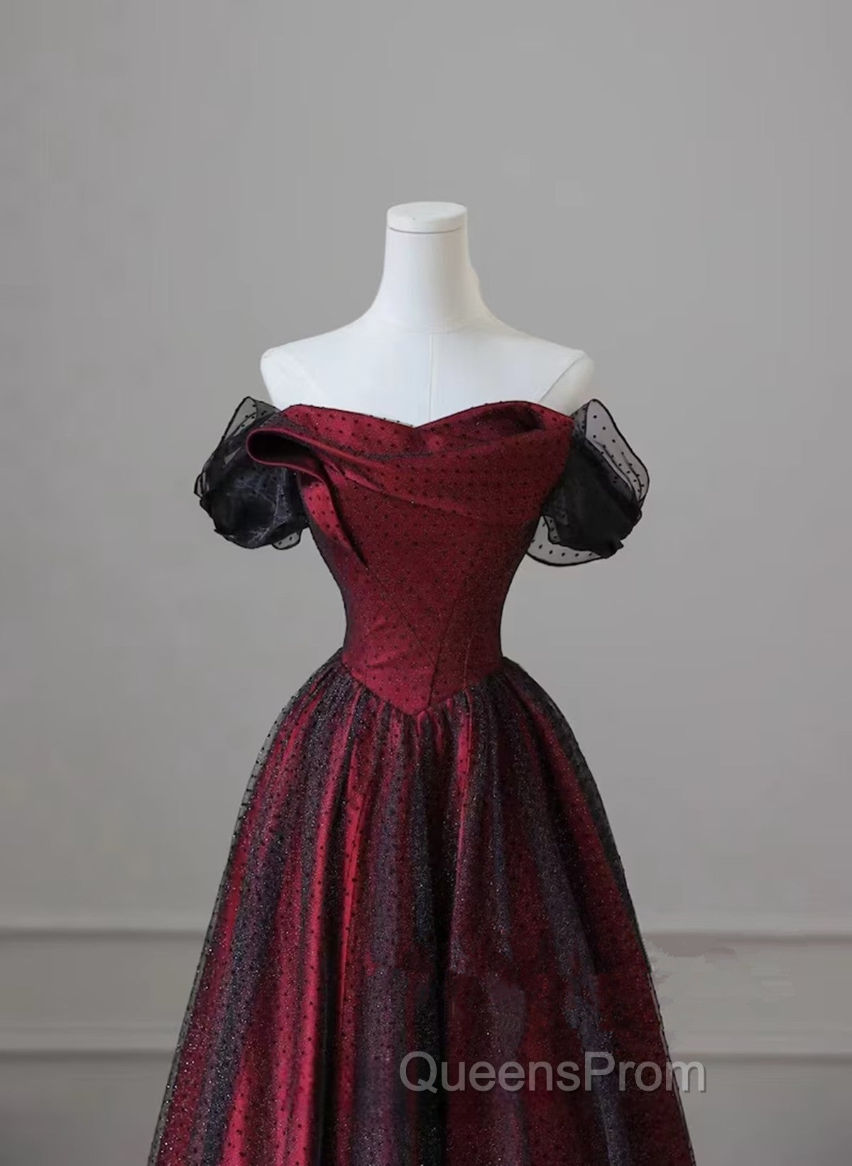 Black and Red Long Evening Prom Dress Evening Gown
