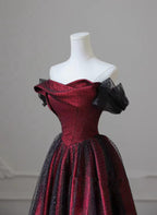 Black And Red Long Classy Prom Dress Classy Evening Dress, Off Shoulder A-Line Party Dress
