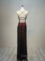 Black and Red Straps Long Simple Party Dress, Black and Red Evening Prom Dress