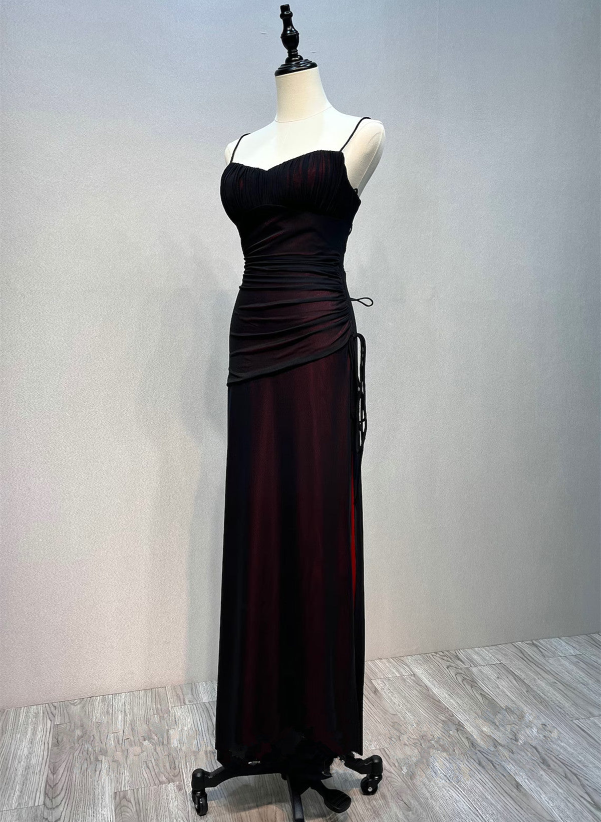 Black And Red Straps Simple Long Classy Dress, Black And Red Classy Evening Dress Classy Prom Dress