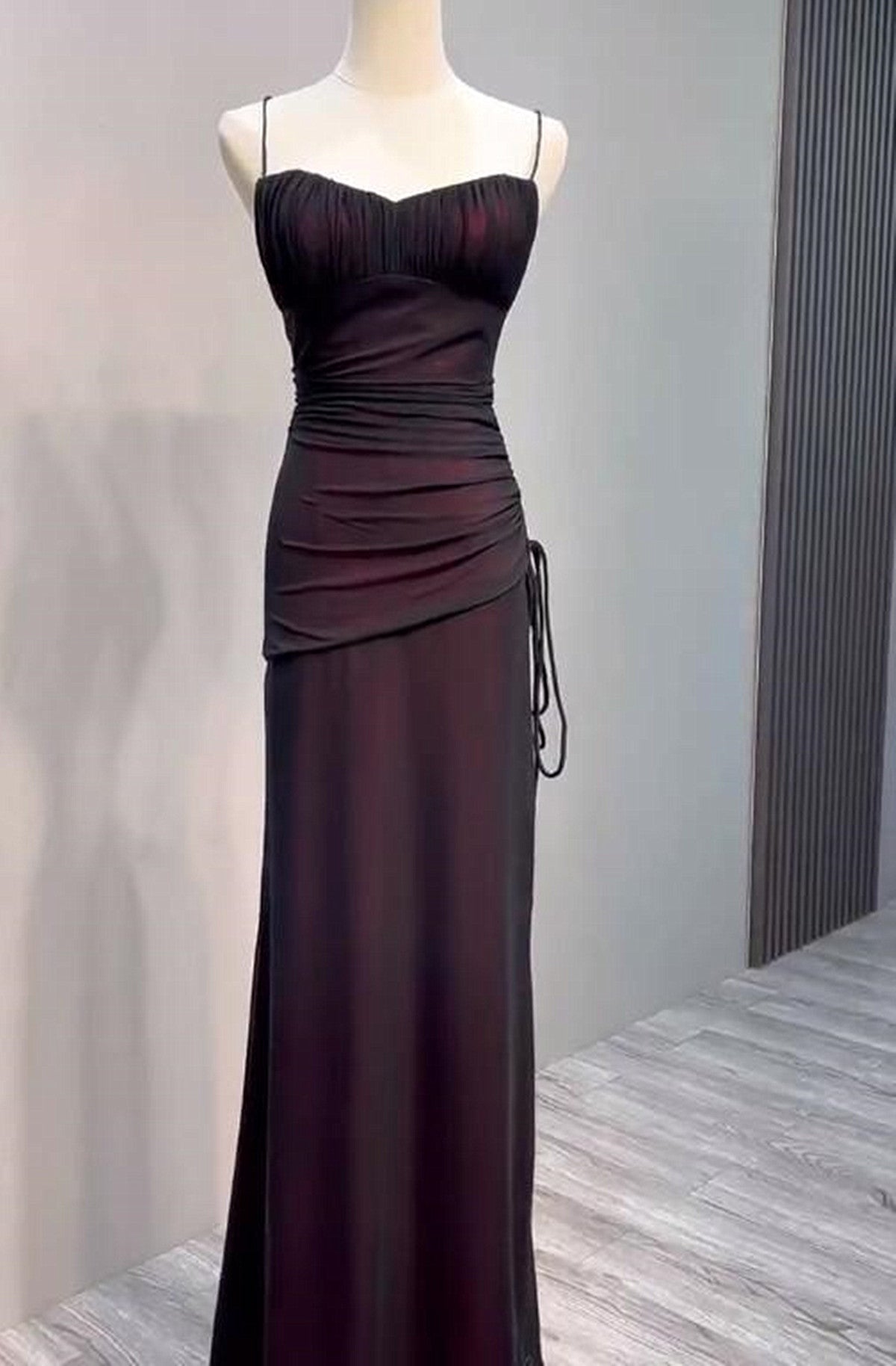 Black And Red Straps Simple Long Classy Dress, Black And Red Classy Evening Dress Classy Prom Dress