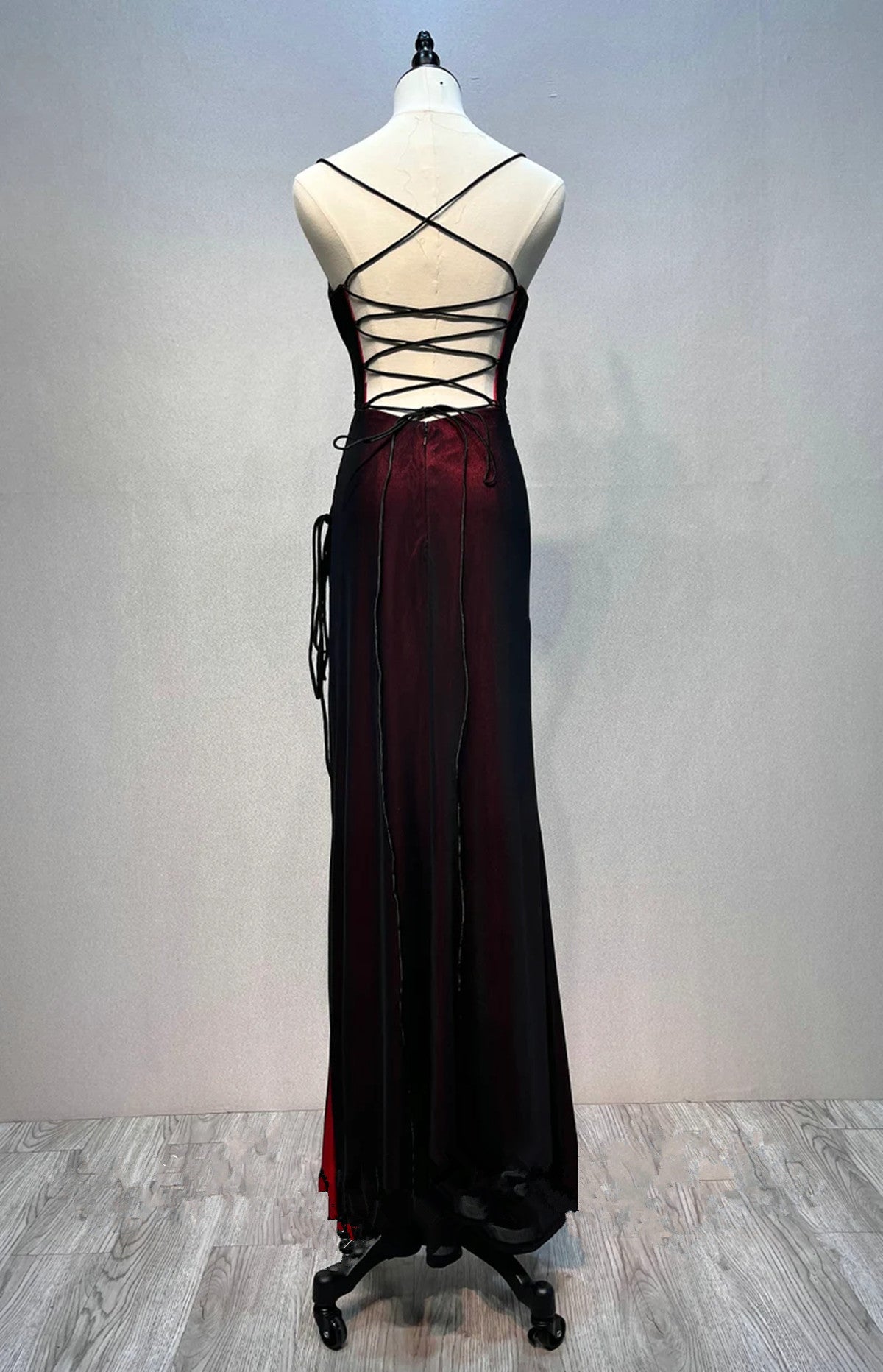 Black And Red Straps Simple Long Classy Dress, Black And Red Classy Evening Dress Classy Prom Dress
