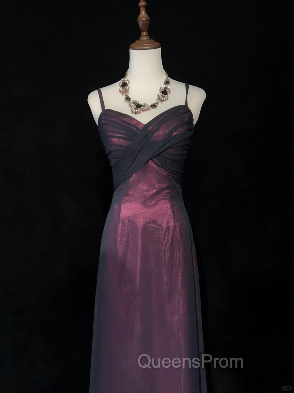 Black and Red Sweetheart Long Evening Dress, Straps Long Evening Prom Dress Secondary image