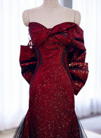 Black And Red Sweetheart Mermaid Long Classy Dress, Black And Red Classy Evening Dress