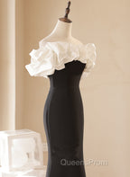 Black and White Mermaid Long Off Shoulder Party Dress, Long Evening Dress Evening Prom Dress