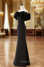 Black and White Mermaid Long Off Shoulder Party Dress, Long Evening Dress Evening Prom Dress
