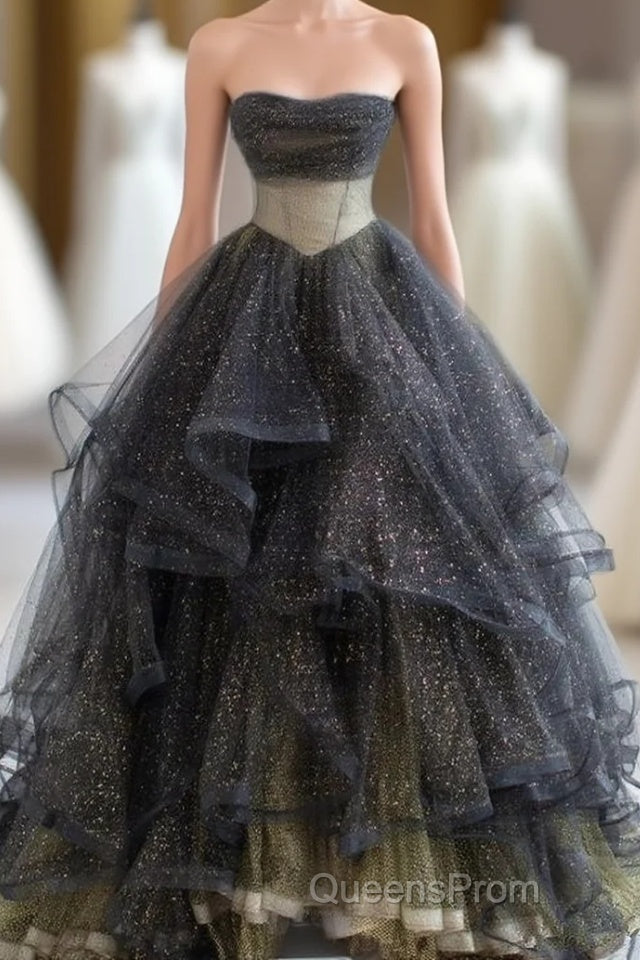 Black Ball Gown Long Evening Prom Dress, Black Evening Dress Main image