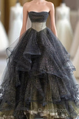 Black Ball Gown Long Evening Prom Dress, Black Evening Dress