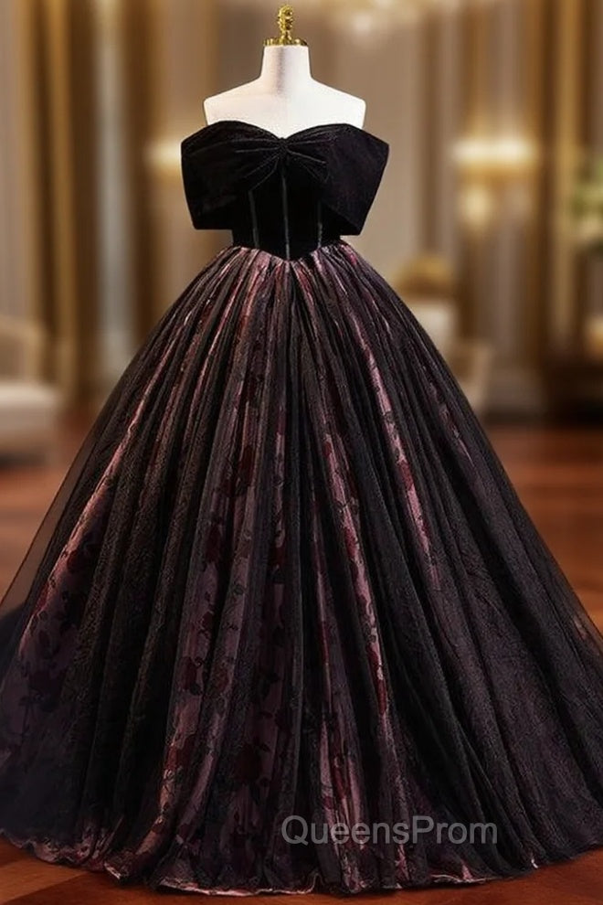 Black Ball Gown Off the Shoulder Evening Prom Dress Main image