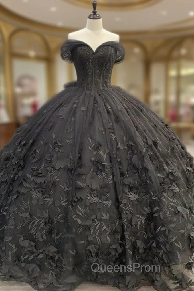 Black Ball Gown Off the Shoulder Quinceanera Dress with Bow Knot Main image
