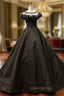 Black Ball Gown Sequins Beading Bateau Evening Prom Dress With Feather
