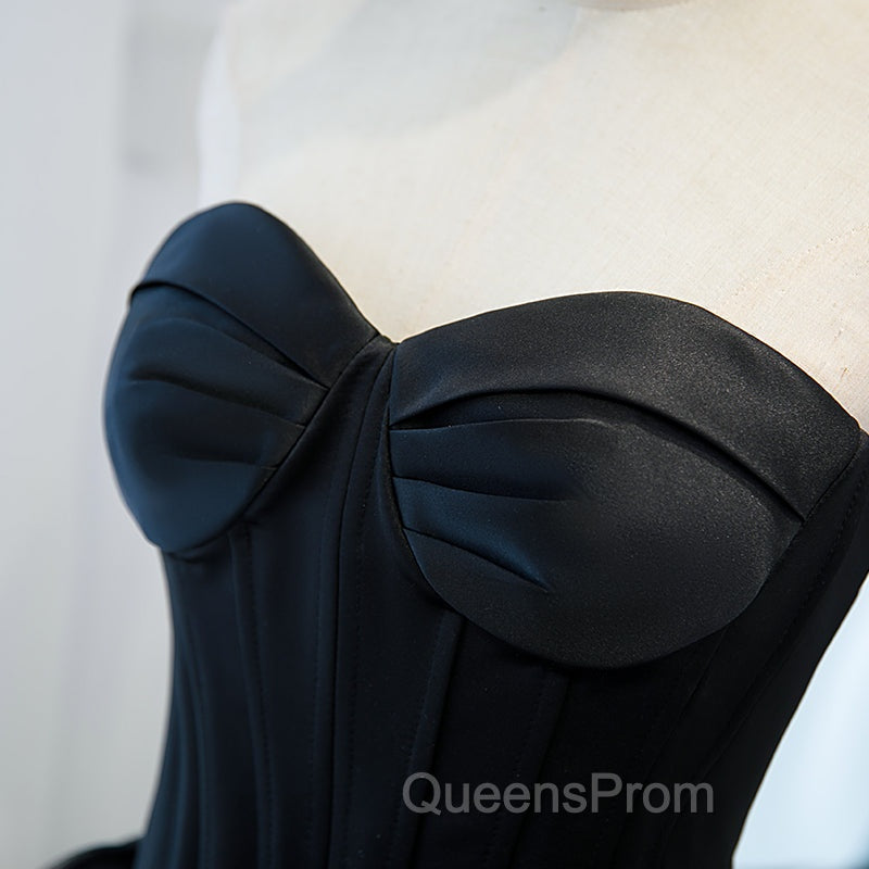 Black Ball Gown Sweetheart Satin and Tulle Evening Gown, Black Party Dress Secondary image