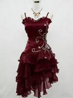 Black Chiffon Beaded Mini Satin Short Classy Prom Dress Homecoming Dress