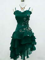 Black Chiffon Beaded Mini Satin Short Classy Prom Dress Homecoming Dress