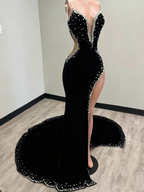 Black Girl Classy Prom Dress Long Mermaid Green Classy Prom Gown With Train