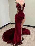 Black Girl Classy Prom Dress Long Mermaid Green Classy Prom Gown With Train