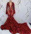 Black Girl Classy Prom Dress Sexy Deep V-Neck Appliques Classy Prom Dress | Feather Long Sleeve Mermaid Classy Evening Gowns