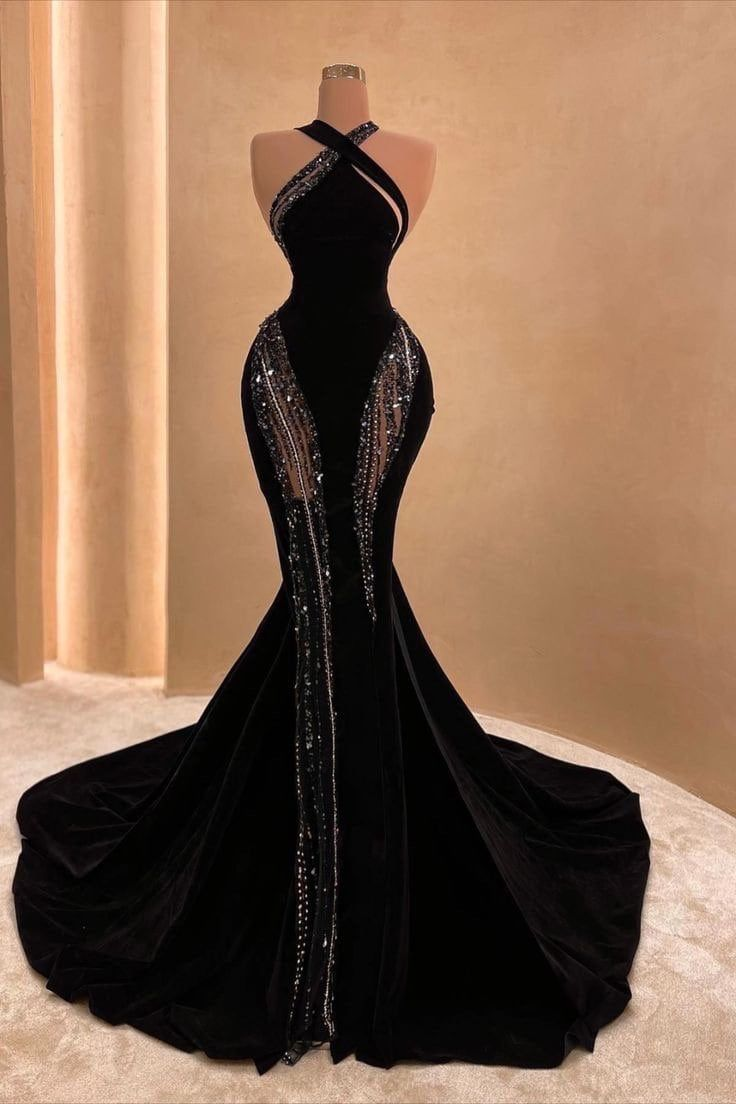 Black Halter Corset Mermaid Classy Prom Dress Sexy Classy Evening Dress Main image