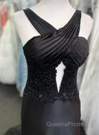Black Halter Long Evening Prom Dress with Corset Top and Slit Skirt