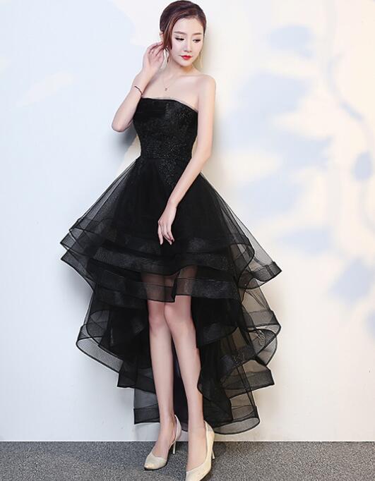 Black High Low Tulle And Applique Fashion Homecoming Dress, Black Party Dress, Tulle Party Dress Secondary image