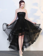 Black High Low Tulle And Applique Fashion Homecoming Dress, Black Party Dress, Tulle Party Dress