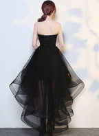Black High Low Tulle And Applique Fashion Homecoming Dress, Black Party Dress, Tulle Party Dress