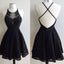 Black Lace Open Back Beaded Sexy Prom homecoming Classy Prom Dress